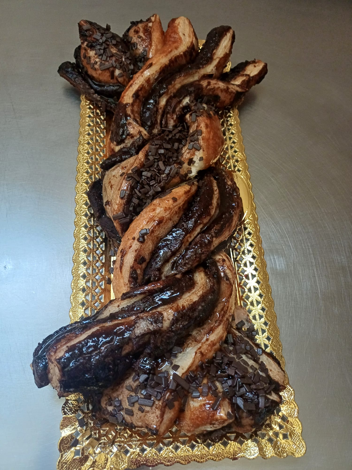 Trenza de hojaldre de chocolate